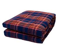 Soffim Madras Trapunta Fibra Primaverile 2° Variante, 100% Cotone Tinto Filo-100% Poliestere, Quadro Blu, 250x200x5 cm