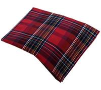 Soffim Scozzese Madras Lenzuolo Inferiore con Angoli 1° Variante, 100% Cotone Tinto Filo, Quadro Rosso, 90x200x25 cm