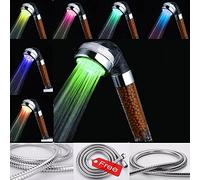 Soffione da Doccia Led Filtro con Tubo Doccia, 7 Colori Cambiano Casualmente, Ad Alta Pressione con Addolcitore D'acqua a Risparmio Idrico