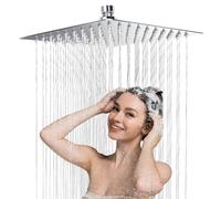 Soffione Doccia 10 Pollici, Doccia Fisso Piazza, Soffione per Doccia in Inox 304, Testa Doccia Regolabile 360°, Può essere installato a parete o a soffitto 20CM (10 pollici - Quadrato)