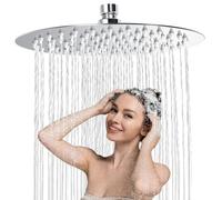 Soffione Doccia 10 Pollici, Doccia Fisso Piazza, Soffione per Doccia in Inox 304, Testa Doccia Regolabile 360°, Può essere installato a parete o a soffitto 20CM (10 pollici - Rotondo)