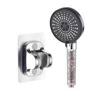 Soffione doccia 5-speed Water Adjustment Filter Shower Head High Pressure Negative Ion Hard Softening Set(Black-bracket)