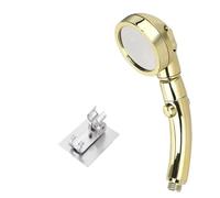 Soffione doccia a 3 modalità, alta pressione regolabile, rotazione di 360 gradi con pulsante di arresto, tubo flessibile for il risparmio idrico, portatile for il bagno(Golden and holder)