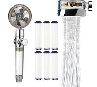 Soffione doccia a 360 potenza, soffione doccia per momenti di benessere reali e più potenza, soffione doccia Turbo Spa (argento)