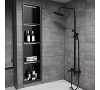 Soffione doccia a LED in acciaio inox nero opaco, nessuna piastrella richiesta, design da incasso per una facile installazione del bagno sopra il montaggio, esperienza moderna doccia a pioggia