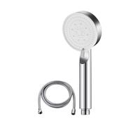 Soffione doccia a pannello grande, 5 marce, alta pressione, portatile, risparmio idrico, arresto con un solo tasto, for accessori da bagno for la casa(Silver with Hose)