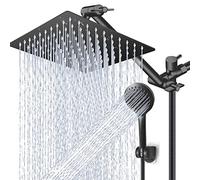 Soffione doccia a pioggia ad alta/bassa pressione con braccio di estensione regolabile da 27 cm e 5 impostazioni, soffione doccia portatile, potente spray per doccia, nero opaco, 30,5 cm