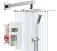 Soffione doccia a pioggia ad alta pressione combinato con braccio di estensione regolabile, set di rubinetti doccia a parete per bagno, casa, hotel, piscine
