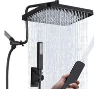 Soffione doccia a pioggia ad alta pressione da 33 cm con combinazione spray portatile, soffione doccia a doppia pioggia, soffione doppio tandem a cascata, braccio di estensione regolabile, doccia