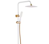 Soffione doccia a pioggia ad alta pressione, doccetta a mano con braccio estensibile regolabile in altezza e angolazione, doccia ad alto flusso per bagno, casa, hotel, piscine, palestre, bianco