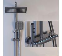 Soffione doccia a pioggia con doccetta combinata, braccio estensibile regolabile, soffione doccia ad alta pressione a parete con deviatore, altezza e angolazione regolabili