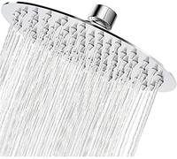 Soffione Doccia a Pioggia in Acciaio Inox, 20 CM, 8 Pollici Docce Fisso Rotondo, Acciaio, Cromo, ugello anti-otturazione