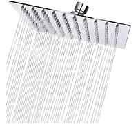 Soffione Doccia a Pioggia in Acciaio Inox, 20 x 20 CM, 8 Pollici Docce Fisso Quadrato, Acciaio, Cromo, ugello anti-otturazione