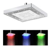 Soffione doccia a pioggia LED da 8 pollici (20 cm), soffione doccia a pioggia con controllo della temperatura a 3 colori, soffione doccia quadrato ad alto flusso per bagno di casa