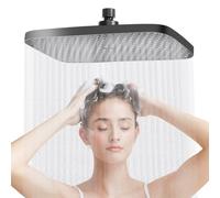 Soffione Doccia a Pioggia, Soffione Doccia 14 Pollice Docce Fisso Quadrato in Acciaio Inox, Testa Doccia Regolabile 360° Soffione Doccia Alta Pressione con Ugelli Anticalcare(Nero)