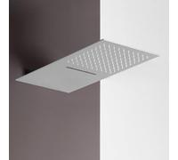Soffione doccia a sbalzo cromo lucido 25x52 slim con cascata ed effetto pioggia, in acciaio inox