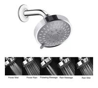 Soffione doccia ad alta pressione a 5 modalità Spruzzatore da 4 pollici Soffione doccia a pioggia regolabile Spruzzatore Apparecchio per il bagno Parte di ricambio del rubinetto