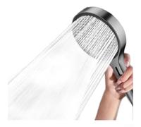 Soffione doccia ad alta pressione a quattro modalità con pannello largo 137 mm e interruttore a pulsante facile per una copertura completa del corpo in colore crema (grigio)