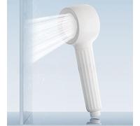 Soffione doccia ad alta pressione Cloud White con doppia modalità di spruzzo, rotazione a 360° e aumento della pressione dell'aria per un flusso migliore come la pioggia, materiale ABS - unità singola