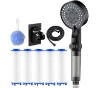 Soffione doccia ad alta pressione con 5 modalità di filtro, soffione doccia con filtro e doccetta, 5 tipi di getto, attacco rapido G1/2 pollici, fornito con cinque filtri di ricambio in cotone PP (1