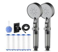 Soffione doccia ad alta pressione con 5 modalità di filtro, soffione doccia con filtro e doccetta, 5 tipi di getto, attacco rapido G1/2", fornito con cinque filtri di ricambio in cotone PP (2 pezzi