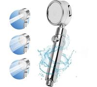 Soffione Doccia ad Alta Pressione Con Filtro, 3 Tipi di Getto, Rimovibile e a Risparmio d'acqua con Solo Pulsante, Resistente al Calcare, Girevole a 360° Doccetta oer Bagno/Doccia - Argento