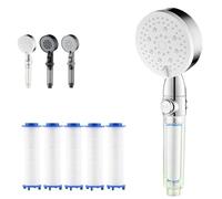 Soffione doccia ad alta pressione con filtro a 5 modalità, multifunzione, con impostazioni di spruzzo regolabili e interruttore di controllo dell'acqua, colore bianco, 1 pezzo