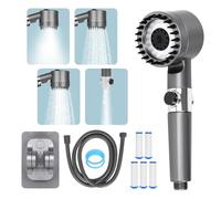 Soffione doccia ad alta pressione con filtro, a risparmio idrico con 4 tipi di getto, doccetta doccia con interruttore on/off, per bagno, pulizia del bagno per animali domestici, 6 fliters
