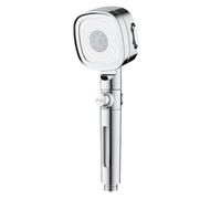 Soffione doccia ad alta pressione con filtro integrato a 3 modalità e pulsante di arresto con un solo tasto, soffione doccia portatile for bagno(Chrome)