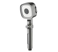 Soffione doccia ad alta pressione con filtro integrato a 3 modalità e pulsante di arresto con un solo tasto, soffione doccia portatile for bagno(Grey)