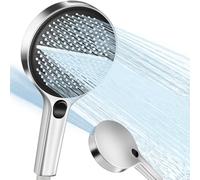 Soffione Doccia Alta Pressione Doccino per Doccia Grande 150mm 4 Modalità di Getto Doccetta per Doccia Ugello in Silicone Soffione Doccia Risparmio Idrico -Universale (Argento)