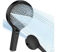 Soffione Doccia Alta Pressione Doccino per Doccia Grande 150mm 4 Modalità di Getto Doccetta per Doccia Ugello in Silicone Soffione Doccia Risparmio Idrico -Universale (Nero)