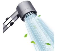soffione doccia alta pressione,Soffione doccia con filtro, doccetta massaggiante con 3 + 1 tipi di getto, Doccia a pioggia Soffione con funzione di arresto (Grigio)