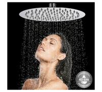 SOFFIONE DOCCIA BAGNO CASCATA TONDO 40 CM ACCIAIO ULTRA SOTTILE EFFETTO PIOGGIA