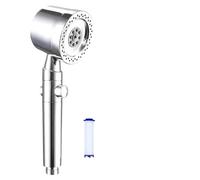 Soffione doccia booster a 5 modalità, soffione doccia ad alta pressione, filtro portatile, rubinetto a pioggia, accessori for il bagno e la casa(Silver-b)