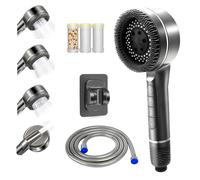 Soffione Doccia con 3 filtri, Doccino per Doccia Alta Pressione con sistema di filtraggio d'acqua testa doccetta manuale da 1.5 m, Telefoni doccia, 4 Modi, R iduce il Calcare con Filtro per Doccia