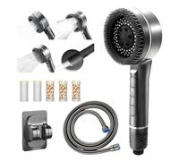Soffione Doccia con 5 filtri, Doccino per Doccia Alta Pressione con sistema di filtraggio d'acqua testa doccetta manuale da 1.5 m, Telefoni doccia, 4 Modi, R iduce il Calcare con Filtro per Doccia