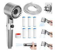 Soffione Doccia con 6 filtri doccetta ad alta pressione con sistema di filtraggio d'acqua testa doccetta manuale da 2 m, 3 tipi di getto,R iduce il Calcare con il Filtro per Doccia