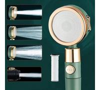 Soffione doccia con filtro anticalcare - 3+1 getti d'acqua - Verde Doccetta nera a 3+1 posizioni con 4 uscite d'acqua: modalità alta pressione/pioggia/massaggio. Rimuovere il soffione per sbloccare la