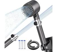 Soffione doccia con filtro dell'acqua dura e tubo, soffione doccia ad alta pressione a risparmio idrico, 4 modalità di getto a getto ad alta pressione, soffione doccia portatile ButterFox Massage con