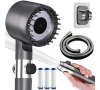 Soffione doccia con filtro, doccetta ad alta pressione con tubo 1,5 m, 4 tipi di getto, soffione doccia a risparmio d'acqua con filtrazione, doccetta per acqua dura, cloro residuo, batteri, metalli