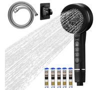 Soffione Doccia con Filtro,Doccino Filtrata ad Alta Pressione,Soffione Doccia Anticalcare con 4 Modalità di Spruzzo, 5 Filtri 1,5 m Tubo e Supporto