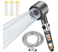 Soffione Doccia con Filtro, Doccino per Doccia con 1.5M Tubo Anticalcare Doccetta 3 + 1 Tipi di Getti alta Pressione Shower Head Risparmio Idrico
