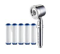 Soffione doccia con filtro for il risparmio dell'acqua ad alta pressione, 5 modalità, soffione doccia portatile, set di accessori for il bagno con pulsante di arresto(Silvery-pp cotton)