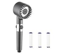 Soffione doccia con filtro, viene fornito con 3 cartucce filtranti, soffione doccia ad alta pressione, doccetta massaggiante con 3 + 1 tipi di getto, soffione doccia a pioggia con funzione cronometro
