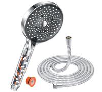 Soffione doccia con tubo 1,6M, Soffione doccia con anticalcare, YEAUPE PRO Soffione doccia alta pressione risparmio idrico, soffione doccia grande (130 mm) con 6 tipi di getto, cromato