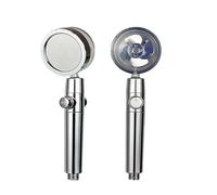 Soffione doccia con ventola rotante turbo a 360 gradi, filtri for soffione regolabili ad alta pressione e risparmio idrico(Silvery)