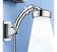 Soffione doccia curvo ad alta pressione Tatukiko con soffione a mano, utilizzabile anche come doccia a soffitto. Dotato di interruttore dell'acqua a un tocco, adatto solo per uso doccia. ABS