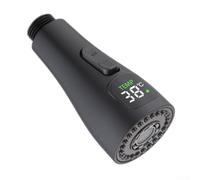Soffione doccia di ricambio per rubinetto da cucina, doccetta estraibile con display a LED della temperatura, ugello per lavello da cucina per la maggior parte dei rubinetti (nero)