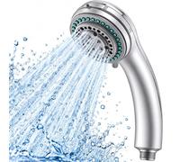 Soffione Doccia Doccetta ad Alta Pressione 4 Getti Ø8 cm in ABS Cromato, Universale 1/2", Massaggio Pioggia STOP Getto Multi, Ugelli Autopulenti Cromato